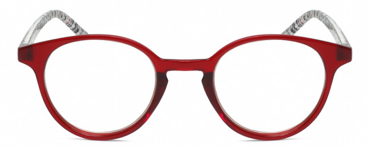 Front View of Elle EL15557R Designer Single Vision Prescription Rx Eyeglasses in Crystal Red Modern Art White Black Ladies Panthos Full Rim Acetate 49 mm
