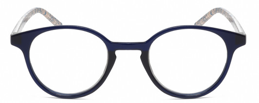Front View of Elle EL15557R Designer Reading Eye Glasses with Custom Cut Powered Lenses in Crystal Navy Blue Modern Art Pink Ladies Panthos Full Rim Acetate 49 mm