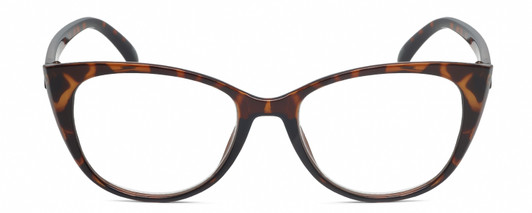 Front View of Elle EL15559R Designer Progressive Lens Prescription Rx Eyeglasses in Gloss Tortoise Havana Brown Spot Ladies Cat Eye Full Rim Acetate 52 mm