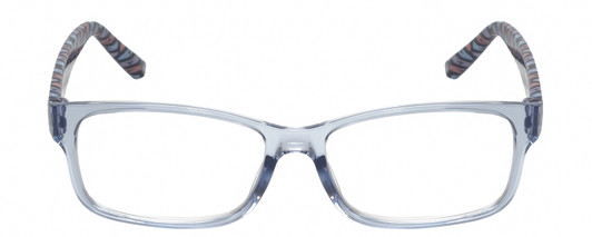 Front View of Elle EL15560R Designer Progressive Lens Prescription Rx Eyeglasses in Crystal Blue Modern Art Pink Purple Ladies Rectangular Full Rim Acetate 55 mm