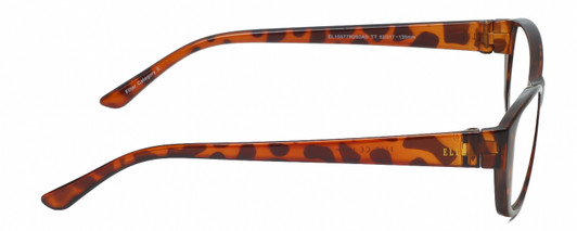 Side View of Elle EL15577R Designer Progressive Lens Blue Light Blocking Eyeglasses in Crystal Tortoise Havana Brown Gold Spot Ladies Cat Eye Full Rim Acetate 52 mm