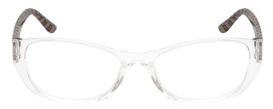 Front View of Elle EL15577R Designer Progressive Lens Prescription Rx Eyeglasses in Crystal Clear Brown Logo Letter Gold Ladies Cat Eye Full Rim Acetate 52 mm