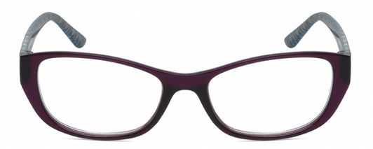 Front View of Elle EL15577R Designer Progressive Lens Prescription Rx Eyeglasses in Crystal Plum Purple Blue White Diamond Logos Ladies Cat Eye Full Rim Acetate 52 mm
