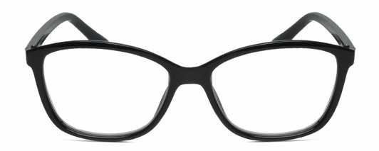 Front View of Elle EL15578R Designer Progressive Lens Prescription Rx Eyeglasses in Gloss Black Ladies Cat Eye Full Rim Acetate 53 mm