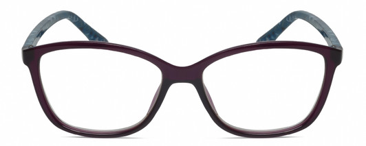 Front View of Elle EL15578R Designer Progressive Lens Prescription Rx Eyeglasses in Crystal Plum Purple Blue White Diamond Logos Ladies Cat Eye Full Rim Acetate 53 mm
