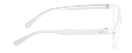 Side View of Elle EL15579R Designer Reading Eye Glasses with Custom Cut Powered Lenses in Crystal Clear White Ladies Oval Full Rim Acetate 51 mm