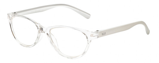 Profile View of Elle EL15579R Designer Single Vision Prescription Rx Eyeglasses in Crystal Clear White Ladies Oval Full Rim Acetate 51 mm