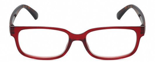 Front View of Elle EL15581R Designer Reading Eye Glasses with Custom Cut Powered Lenses in Red Crystal Tortoise Havana Brown Spot Ladies Rectangular Full Rim Acetate 52 mm