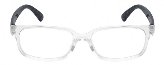Front View of Elle Womens Rectangular Designer Reading Glasses Crystal Clear Blue Diamond 52mm