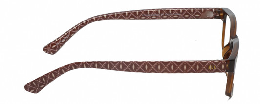 Side View of Elle Women's Rectangle Designer Reading Glasses Crystal Brown White Diamond 52mm