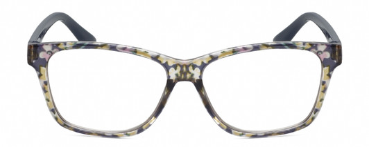 Front View of Isaac Mizrahi IM31267R Designer Single Vision Prescription Rx Eyeglasses in Yellow Floral Crystal Royal Blue Ladies Panthos Full Rim Acetate 53 mm