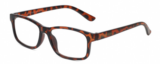 Profile View of Isaac Mizrahi IM31268R Designer Progressive Lens Prescription Rx Eyeglasses in Tortoise Crystal Brown Spot Ladies Rectangular Full Rim Acetate 51 mm