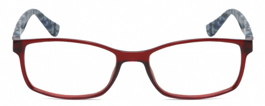 Front View of Isaac Mizrahi Womens Designer Reading Glasses Crystal Red Floral White Blue 55mm