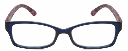 Front View of Isaac Mizrahi IM31298R Designer Progressive Lens Prescription Rx Eyeglasses in Crystal Navy Blue Floral Red White Pink Ladies Butterfly Full Rim Acetate 51 mm