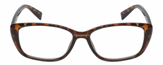 Front View of Isaac Mizrahi Women Cat Eye Reading Glasses Tortoise Havana Brown Gold Spot 51mm