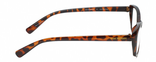Side View of Isaac Mizrahi IM31300R Designer Progressive Lens Blue Light Blocking Eyeglasses in Tortoise Havana Brown Gold Spot Ladies Cat Eye Full Rim Acetate 51 mm