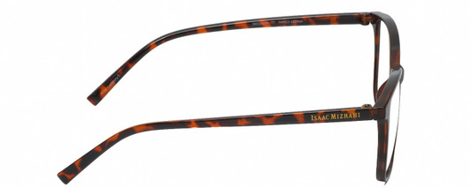 Side View of Isaac Mizrahi IM31322R Designer Progressive Lens Blue Light Blocking Eyeglasses in Crystal Tortoise Havana Brown Gold Ladies Square Full Rim Acetate 54 mm