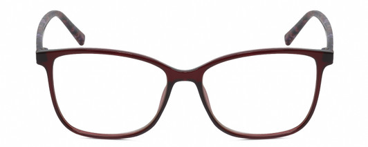 Front View of Isaac Mizrahi IM31322R Designer Progressive Lens Prescription Rx Eyeglasses in Crystal Red Floral Berry Purple Ladies Square Full Rim Acetate 54 mm