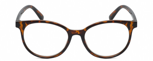 Front View of Isaac Mizrahi IM31325R Designer Reading Eye Glasses with Custom Cut Powered Lenses in Crystal Tortoise Havana Brown Gold Ladies Round Full Rim Acetate 49 mm
