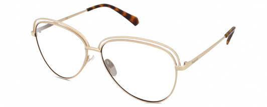 Profile View of Polaroid 4103/S Designer Blue Light Blocking Eyeglasses in Shiny Gold Tortoise Havana Brown Ladies Panthos Full Rim Metal 58 mm