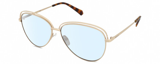 Profile View of Polaroid 4103/S Designer Blue Light Blocking Eyeglasses in Shiny Gold Tortoise Havana Brown Ladies Panthos Full Rim Metal 58 mm