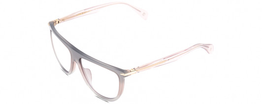 Profile View of Rag&Bone 1056 Designer Progressive Lens Blue Light Blocking Eyeglasses in Smoked Crystal Grey Fade Unisex Semi-Circular Full Rim Acetate 57 mm