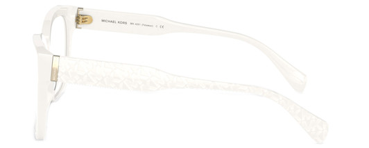 Side View of Michael Kors MK4091 Womens Cat Eye Designer Reading Glasses in Gloss White 52 mm