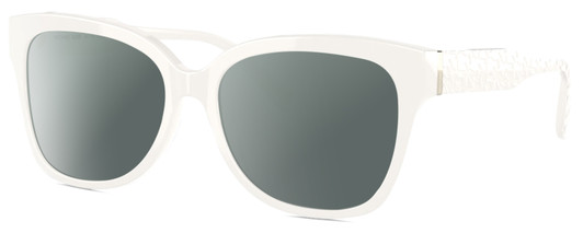 Profile View of Michael Kors MK4091 Designer Polarized Sunglasses with Custom Cut Smoke Grey Lenses in Gloss White Ladies Cat Eye Full Rim Acetate 52 mm