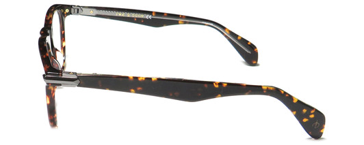 Side View of Rag&Bone 7003 Designer Single Vision Prescription Rx Eyeglasses in Gloss Tortoise Havana Brown Gunmetal Unisex Panthos Full Rim Acetate 51 mm