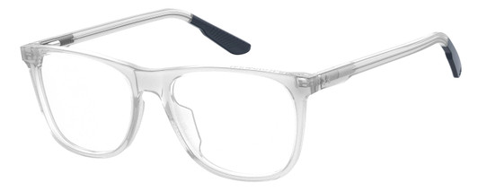 Profile View of Under Armour UA-5018/G Designer Blue Light Blocking Eyeglasses in Crystal Grey Navy Blue Unisex Square Full Rim Acetate 54 mm