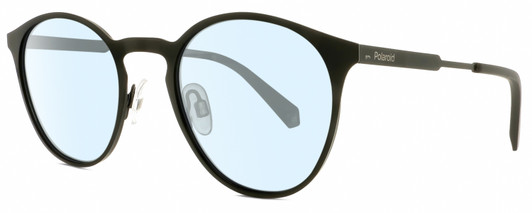 Profile View of Polaroid 4053/S Designer Blue Light Blocking Eyeglasses in Matte Black Ladies Panthos Full Rim Metal 50 mm