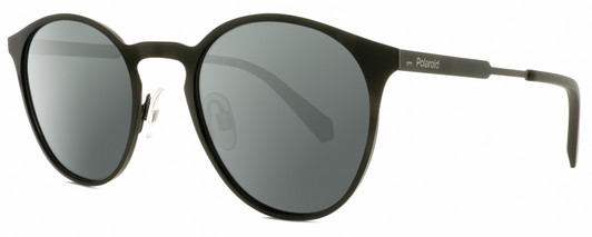 Profile View of Polaroid 4053/S Designer Polarized Sunglasses with Custom Cut Smoke Grey Lenses in Matte Black Ladies Panthos Full Rim Metal 50 mm