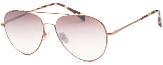 Profile View of Rag&Bone 1036 Aviator Sunglasses in Rose Gold Tortoise/Brown Silver Mirror 58 mm