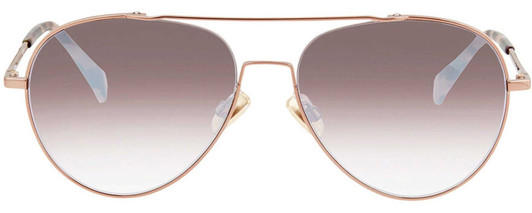 Front View of Rag&Bone 1036 Aviator Sunglasses in Rose Gold Tortoise/Brown Silver Mirror 58 mm