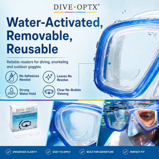 Optx 20/20 Hydrotac Dive Optx Stick On Bifocal Scuba Diving Mask Magnify Lenses