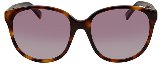 Front View of GUCCI GG0461SA-003 Women's Sunglasses Havana Tortise Brown Yellow Gold/Pink 55mm