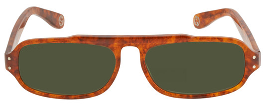 Front View of GUCCI GG0615S-003 Unisex Designer Sunglasses in Brown Havana Tortoise/Green 53mm