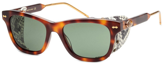 Profile View of GUCCI GG0671S-002 Unisex Sunglasses Brown Havana Gold Grey Snakeskin/Green 54 mm