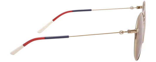 Side View of GUCCI GG0680S-003 Unisex Round Designer Sunglass Gold Blue Red White/Brown 56 mm