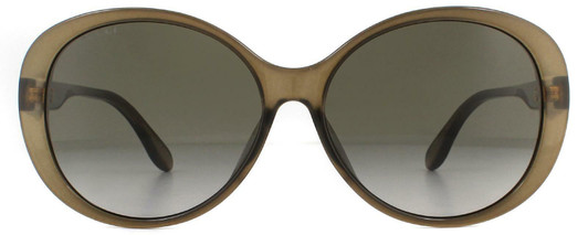 Front View of GUCCI GG0793SK-002 Women's Designer Sunglasses Chocolate Crystal Gold/Brown 59mm