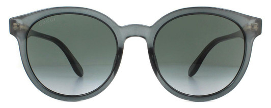 Front View of GUCCI GG0794SK-001 Women's Round Sunglasses Blue Crystal Gold/Grey Gradient 55mm