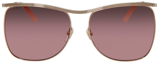 Front View of GUCCI GG0820S-004 Women's Designer Sunglasses Gold Ivory White/Violet Pink 63 mm