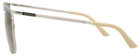 Side View of GUCCI GG0821S-002 Unisex Square Designer Sunglass Silver Black Beige/Brown 62 mm