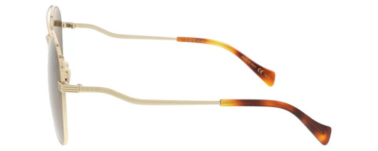 Side View of GUCCI GG0969S-002 Womens Aviator Designer Sunglasses in Gold Tortoise/Brown 59mm