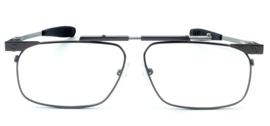 Calabria FAST-FOLD Metal Folding Eyeglasses w/ Case in Pewter :: Custom Left & Right Lens
