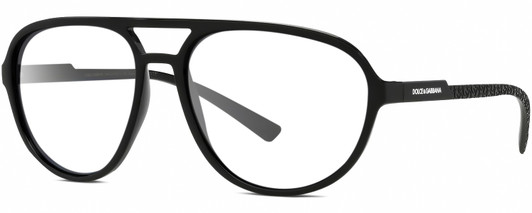 Profile View of Dolce&Gabbana DG6150 Designer Reading Eye Glasses in Matte Black Mens Pilot Full Rim Acetate 60 mm