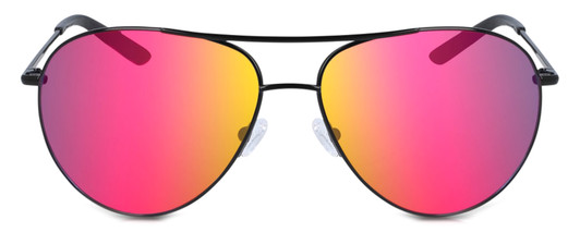 Front View of NIKE Chance-M-016 Unisex Aviator Sunglasses Black Grey/Polarized Red Mirror 61mm