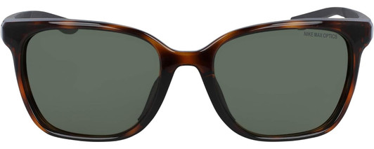 Front View of NIKE Sentiment-220 Women Square Sunglasses Brown Tortoise Havana Black/Grey 56mm