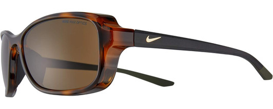 Profile View of NIKE Breeze-CT8031-220 Women's Sunglasses Brown Tortoise Havana Black/Amber 57mm