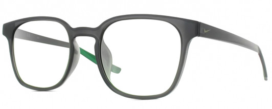 Profile View of NIKE Session-080 Designer Blue Light Blocking Eyeglasses in Oil Grey Crystal Pine Green Unisex Panthos Full Rim Acetate 51 mm